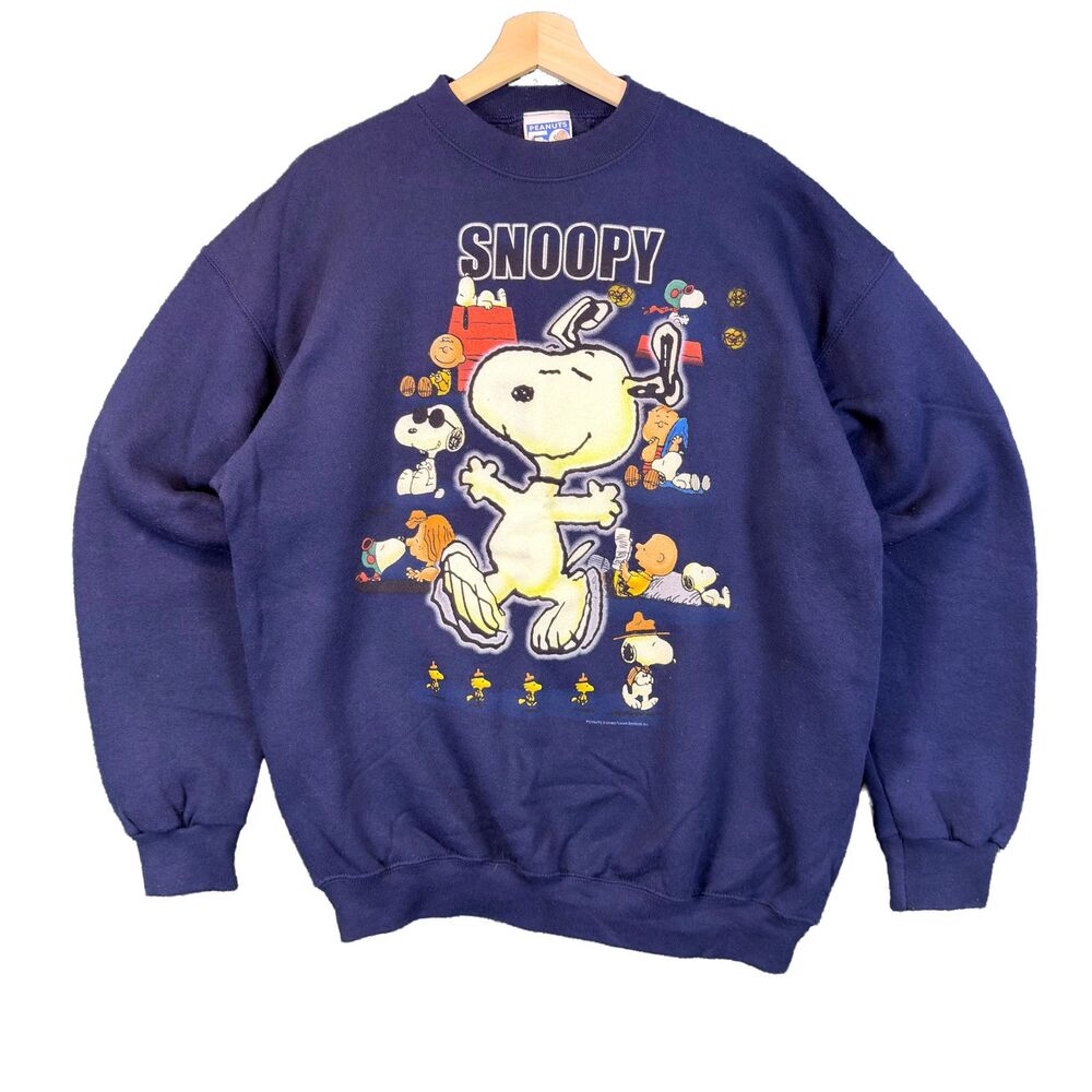 Peanuts Vintage 50th Anniversary Snoopy Sweatshirt Men's Large Tultex Blue Y2K